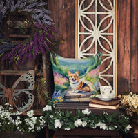 Corgi Spring Path Throw Pillow