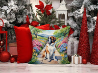 Saint Bernard Spring Path Throw Pillow