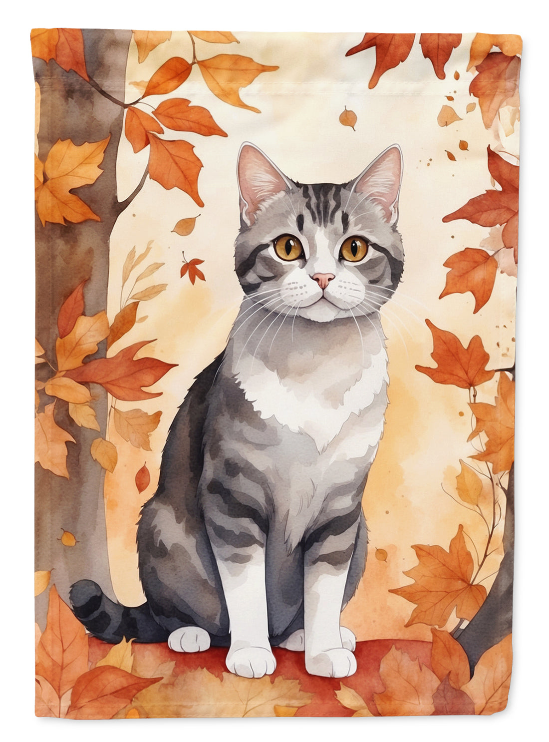tabby in a fall setting