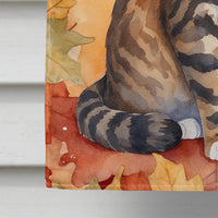 California Spangled Cat in Fall Leaves House Flag