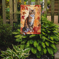 California Spangled Cat in Fall Leaves Garden Flag