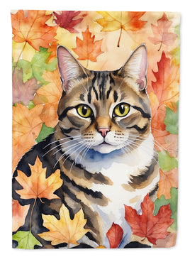 California Spangled Cat in Fall Leaves Garden Flag