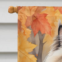 Colorpoint Longhair Cat in Fall Leaves House Flag