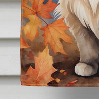 Colorpoint Longhair Cat in Fall Leaves House Flag