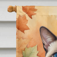 Colorpoint Shorthair Cat in Fall Leaves House Flag