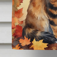 Cymric Cat in Fall Leaves House Flag