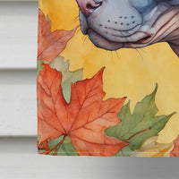 Donskoy Don Sphynx Cat in Fall Leaves House Flag