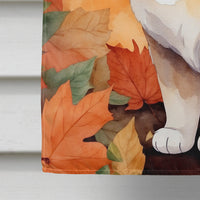 Exotic Shorthair Cat in Fall Leaves House Flag