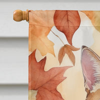 German Rex Cat in Fall Leaves House Flag
