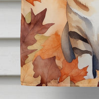 German Rex Cat in Fall Leaves House Flag