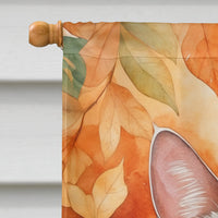 Khao Manee Cat in Fall Leaves House Flag