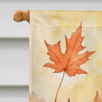 Kurilian Bobtail Cat in Fall Leaves House Flag