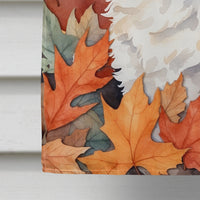 La Perm Cat in Fall Leaves House Flag