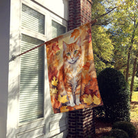 La Perm Cat in Fall Leaves House Flag