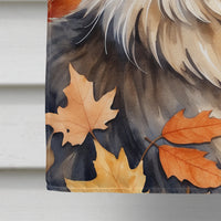MaineCoon Cat in Fall Leaves House Flag