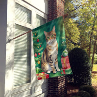 California Spangled Cat By the Christmas Tree House Flag