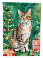 California Spangled Cat By the Christmas Tree House Flag