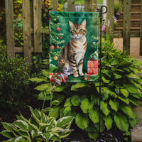 California Spangled Cat By the Christmas Tree Garden Flag