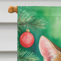 Chausie Cat By the Christmas Tree House Flag