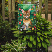 Chausie Cat By the Christmas Tree Garden Flag