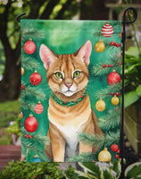Chausie Cat By the Christmas Tree Garden Flag