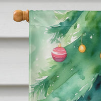 Cheetoh Cat By the Christmas Tree House Flag