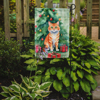 Cheetoh Cat By the Christmas Tree Garden Flag