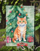 Cheetoh Cat By the Christmas Tree Garden Flag