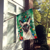Colorpoint Shorthair Cat By the Christmas Tree House Flag