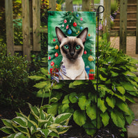 Colorpoint Shorthair Cat By the Christmas Tree Garden Flag