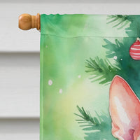 Cornish Rex Cat By the Christmas Tree House Flag