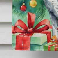 Cornish Rex Cat By the Christmas Tree House Flag