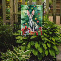 Cornish Rex Cat By the Christmas Tree Garden Flag