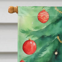 Cymric Cat By the Christmas Tree House Flag