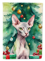 Donskoy Don Sphynx Cat By the Christmas Tree House Flag
