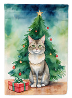 Dwelf Cat By the Christmas Tree House Flag