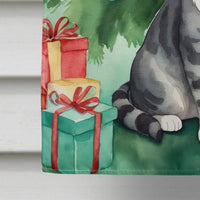 German Rex Cat By the Christmas Tree House Flag