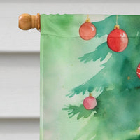 Havana Brown Cat By the Christmas Tree House Flag