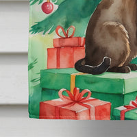 Havana Brown Cat By the Christmas Tree House Flag