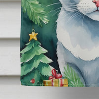 Khao Manee Cat By the Christmas Tree House Flag