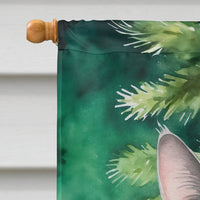 Korat Cat By the Christmas Tree House Flag