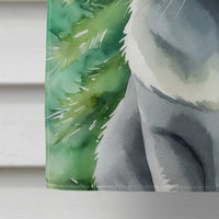 Korat Cat By the Christmas Tree House Flag