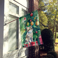 Li Hua Cat By the Christmas Tree House Flag