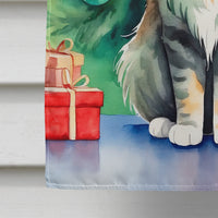 MaineCoon Cat By the Christmas Tree House Flag