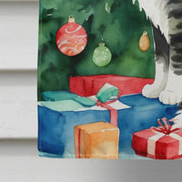 Norwegian Forest Cat By the Christmas Tree House Flag