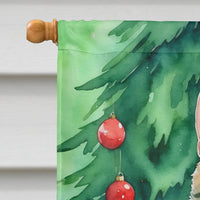 Oregon Rex Cat By the Christmas Tree House Flag
