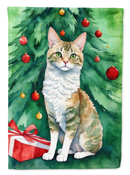 Oregon Rex Cat By the Christmas Tree House Flag