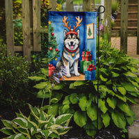 Alaskan Malamute Christmas Reindeer Garden Flag
