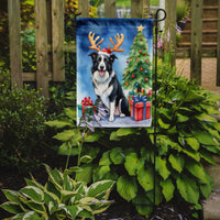 Border Collie Christmas Reindeer Garden Flag
