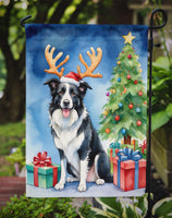 Border Collie Christmas Reindeer Garden Flag